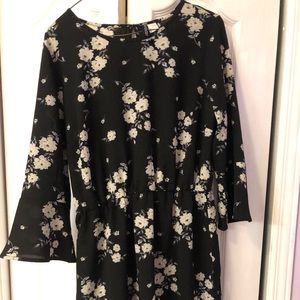 Flowered Black Dress